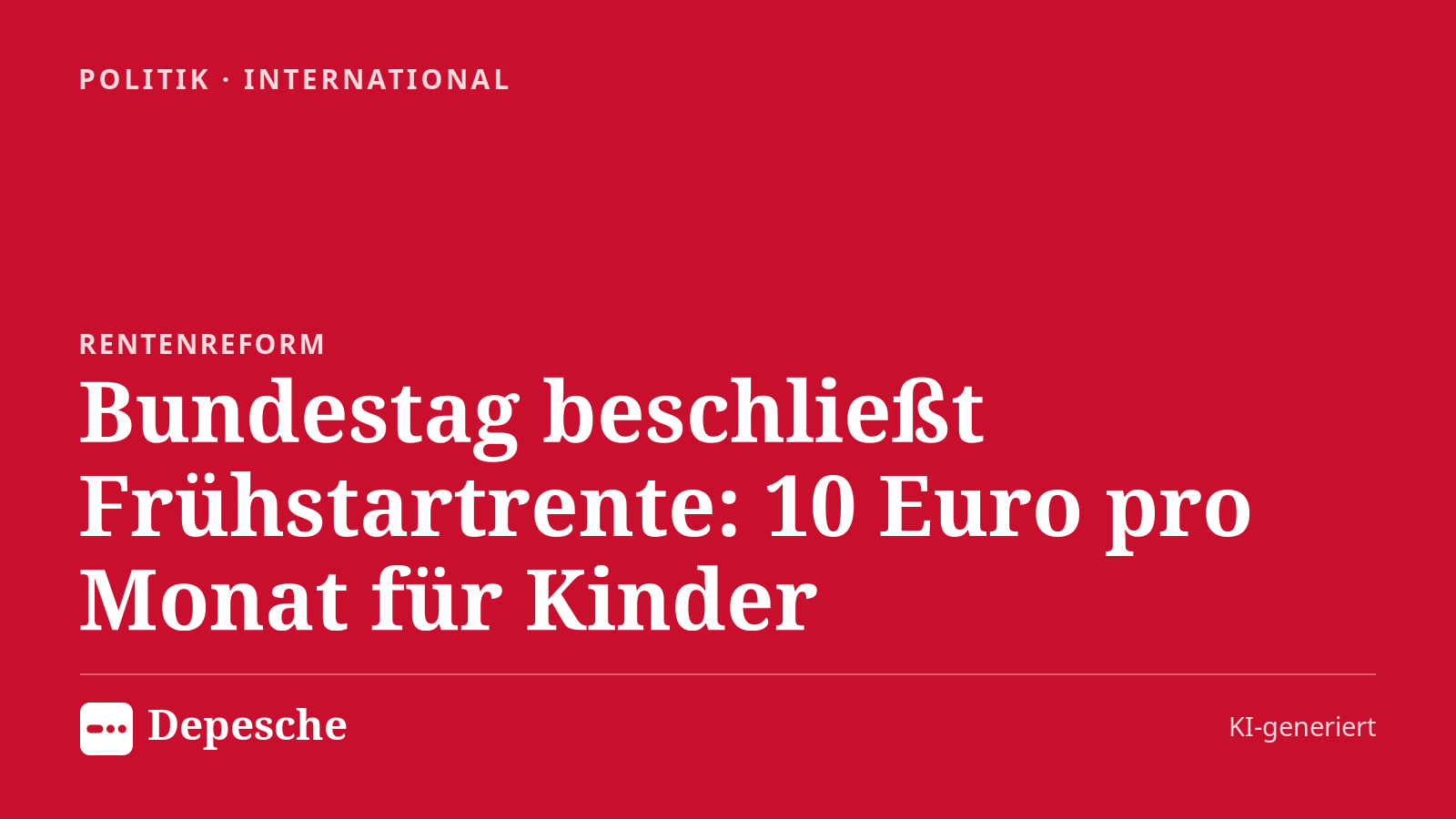 Politik: Bundestag beschließt Frühstartrente: 10 Euro pro Monat für Kinder