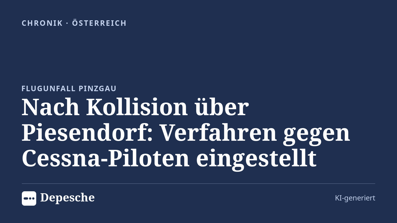 Chronik: Nach Kollision über Piesendorf: Verfahren gegen Cessna-Piloten eingestellt