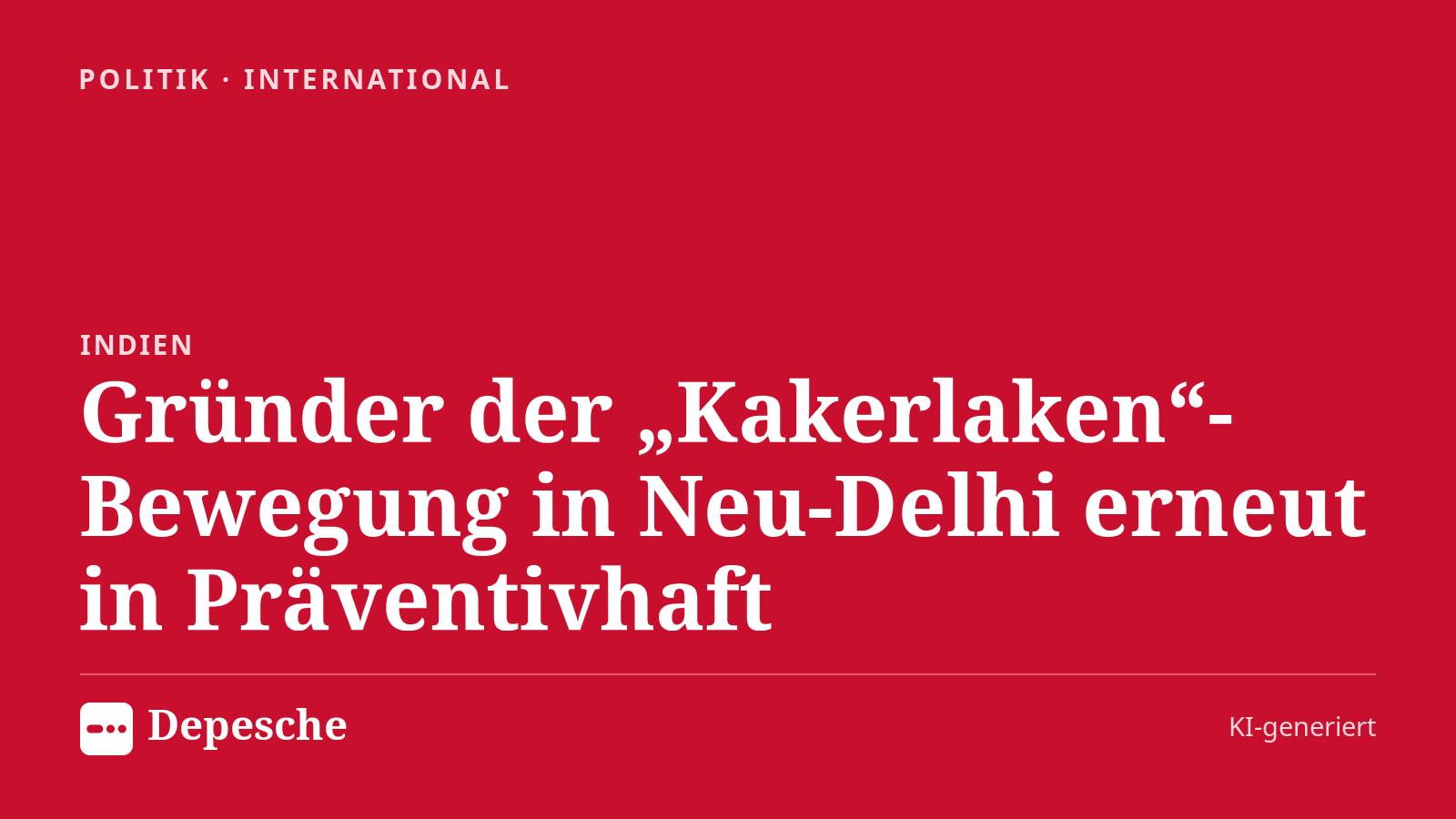 Politik: Gründer der „Kakerlaken“-Bewegung in Neu-Delhi erneut in Präventivhaft