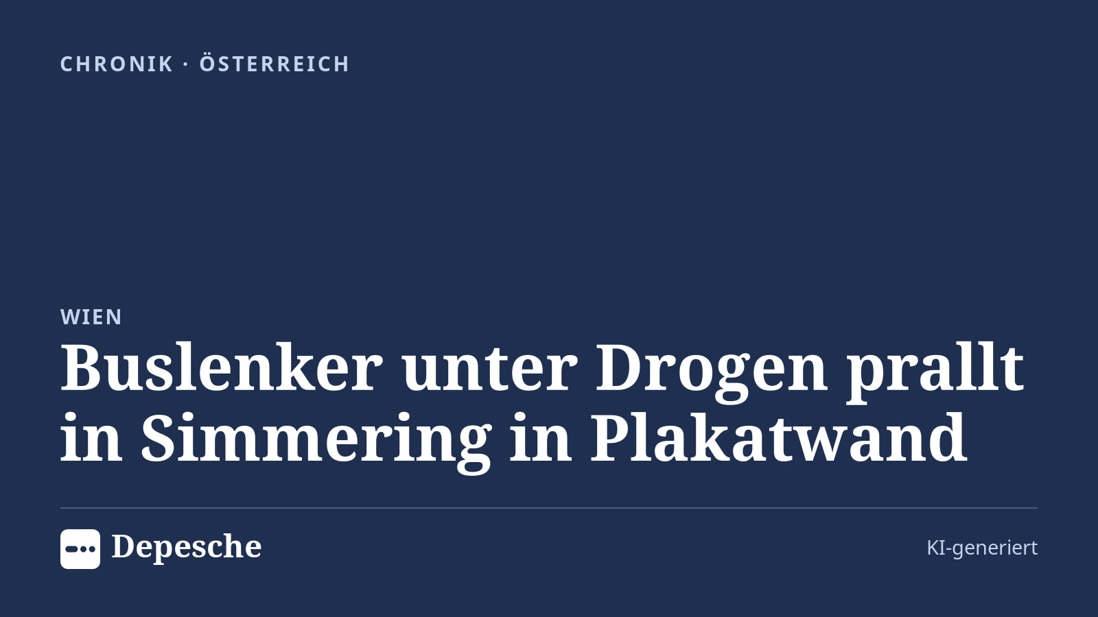 Chronik: Buslenker unter Drogen prallt in Simmering in Plakatwand