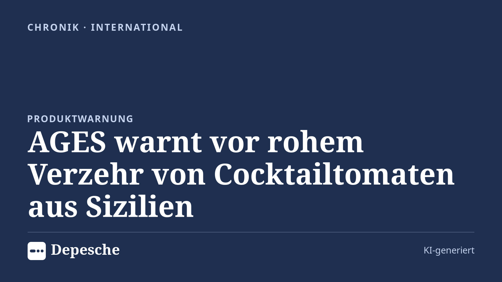 Chronik: AGES warnt vor rohem Verzehr von Cocktailtomaten aus Sizilien