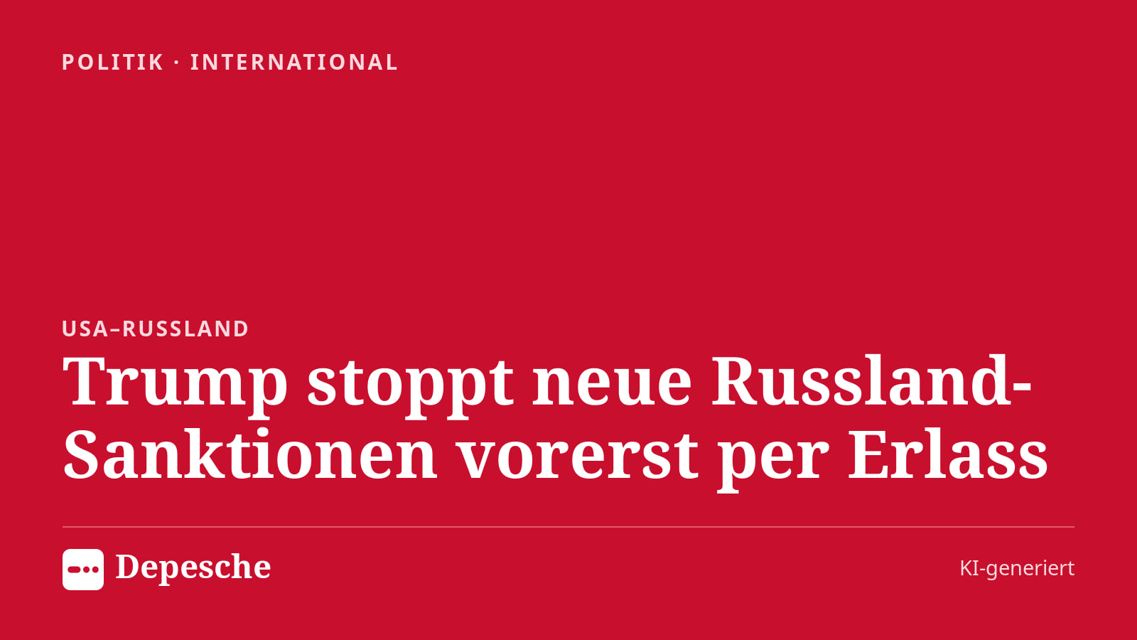 Politik: Trump stoppt neue Russland-Sanktionen vorerst per Erlass