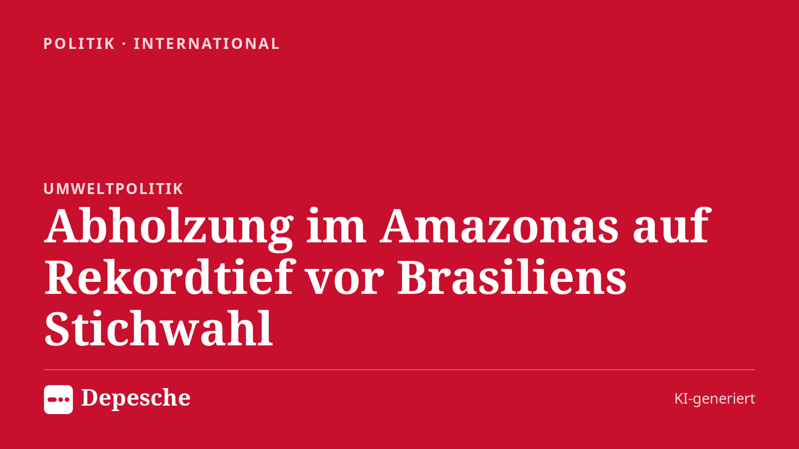 Politik: Abholzung im Amazonas auf Rekordtief vor Brasiliens Stichwahl