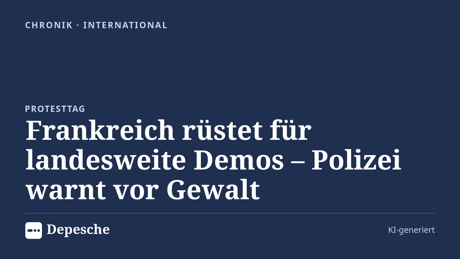 Chronik: Frankreich rüstet für landesweite Demos – Polizei warnt vor Gewalt