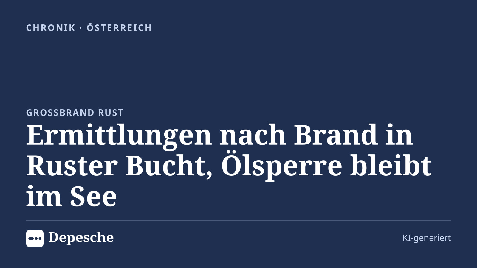 Chronik: Ermittlungen nach Brand in Ruster Bucht, Ölsperre bleibt im See