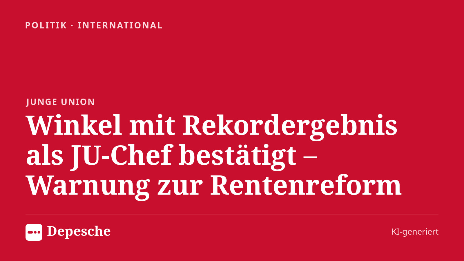 Politik: Winkel mit Rekordergebnis als JU-Chef bestätigt – Warnung zur Rentenreform