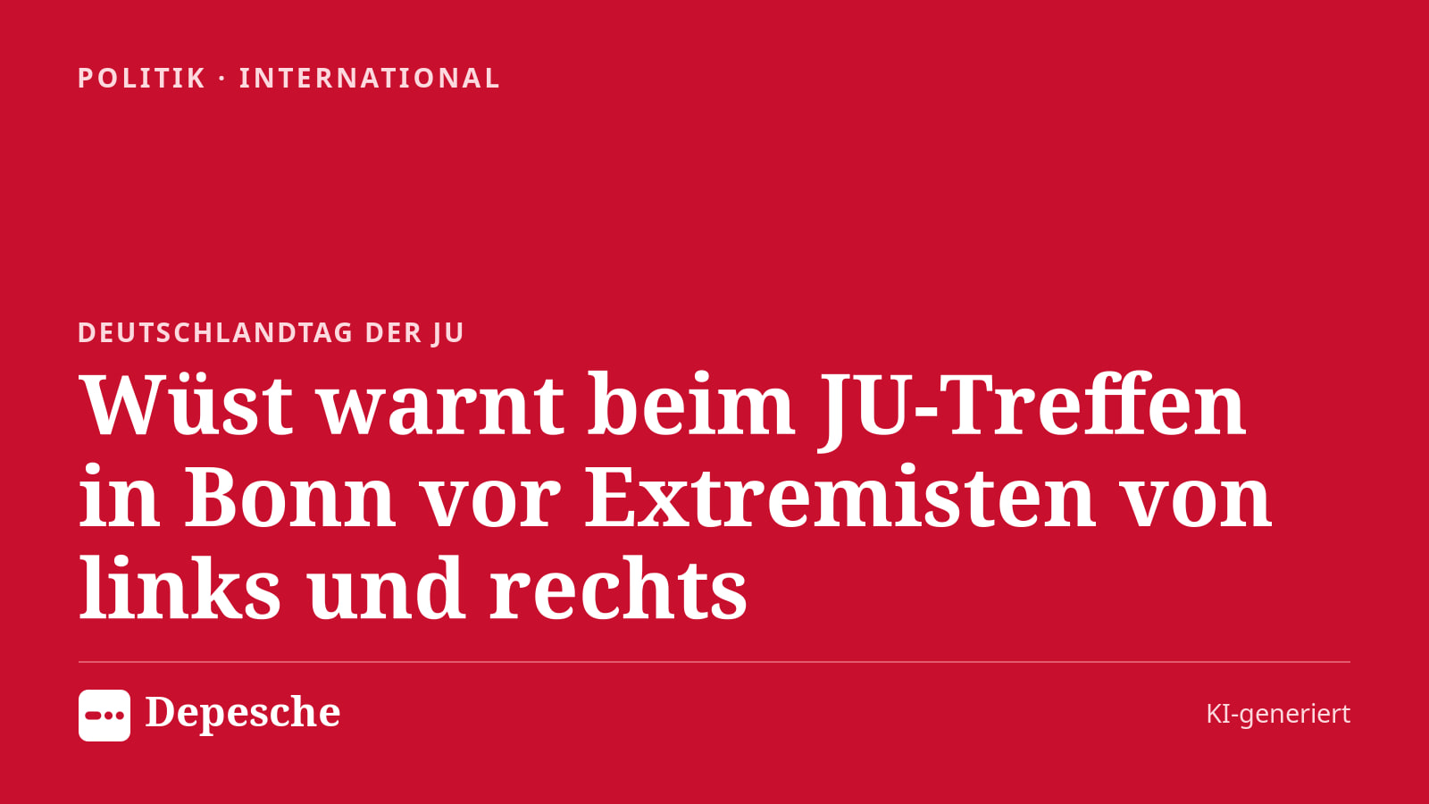 Politik: Wüst warnt beim JU‑Treffen in Bonn vor Extremisten von links und rechts