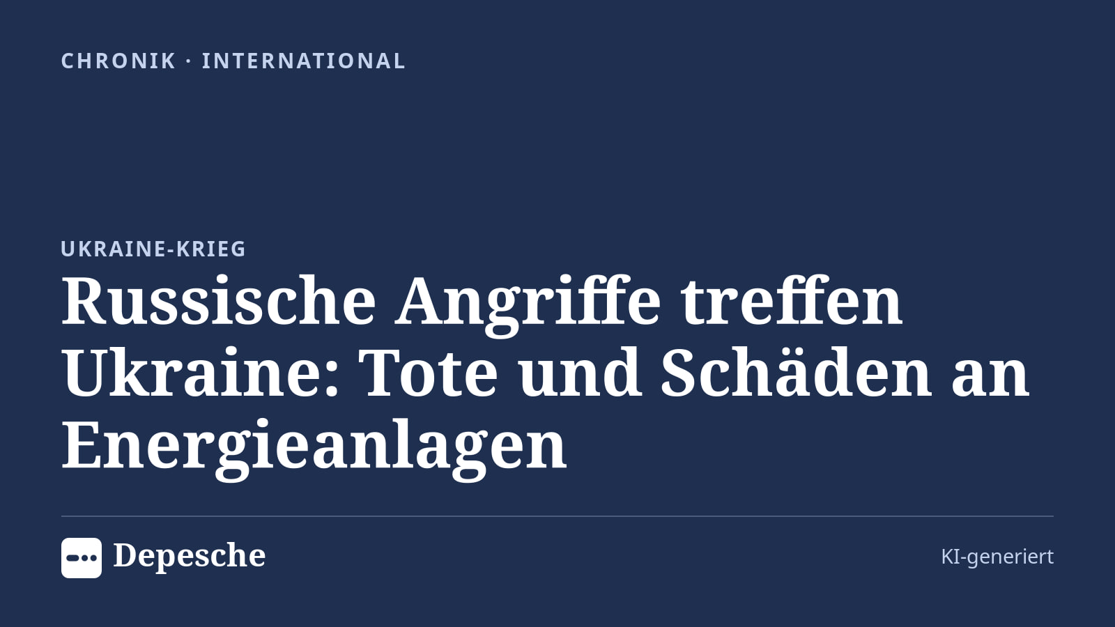 Chronik: Russische Angriffe treffen Ukraine: Tote und Schäden an Energieanlagen