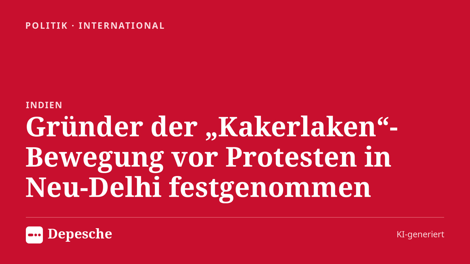 Politik: Gründer der „Kakerlaken“-Bewegung vor Protesten in Neu-Delhi festgenommen