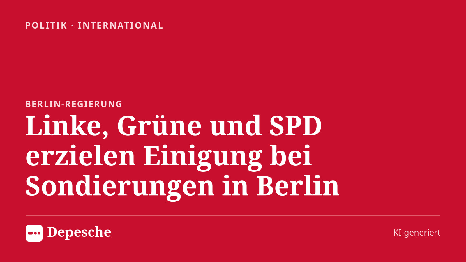 Politik: Linke, Grüne und SPD erzielen Einigung bei Sondierungen in Berlin