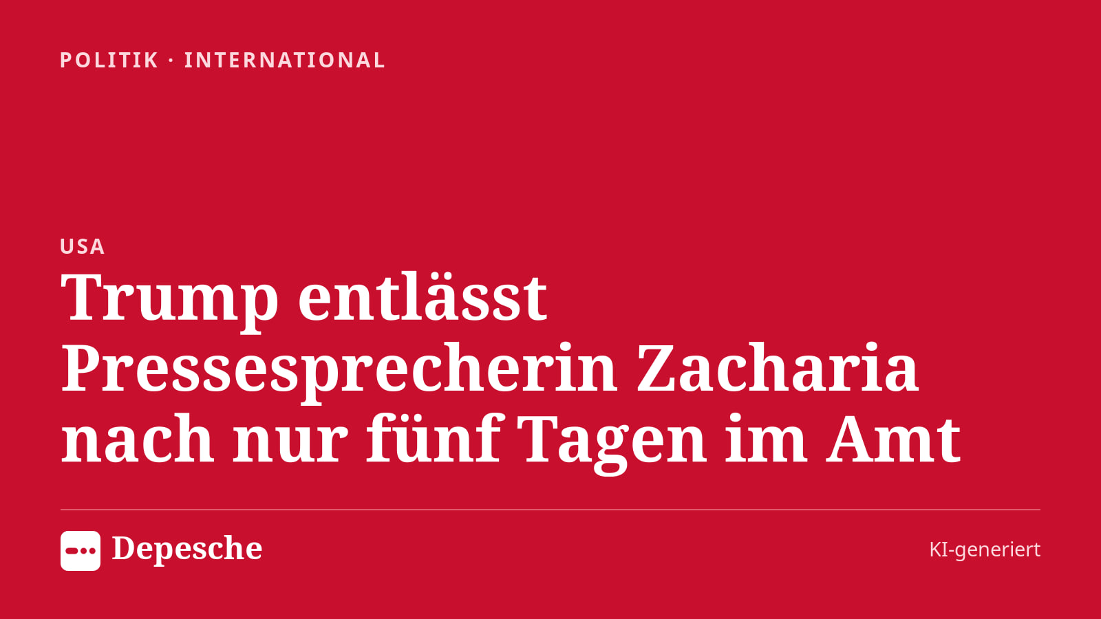 Politik: Trump entlässt Pressesprecherin Zacharia nach nur fünf Tagen im Amt