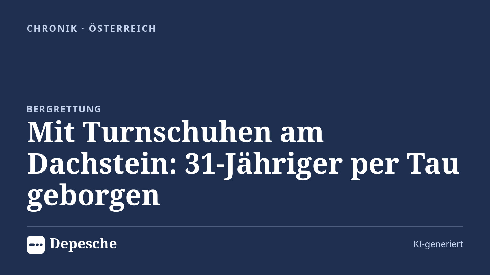 Chronik: Mit Turnschuhen am Dachstein: 31-Jähriger per Tau geborgen