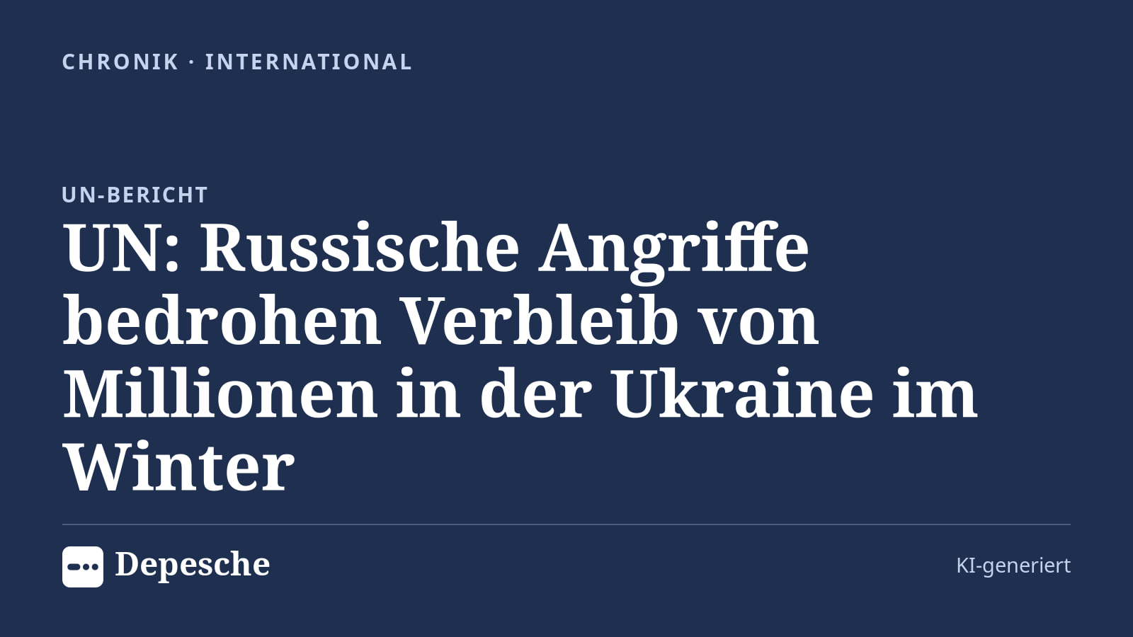 Chronik: UN: Russische Angriffe bedrohen Verbleib von Millionen in der Ukraine im Winter