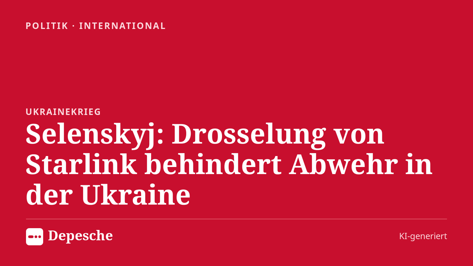 Politik: Selenskyj: Drosselung von Starlink behindert Abwehr in der Ukraine
