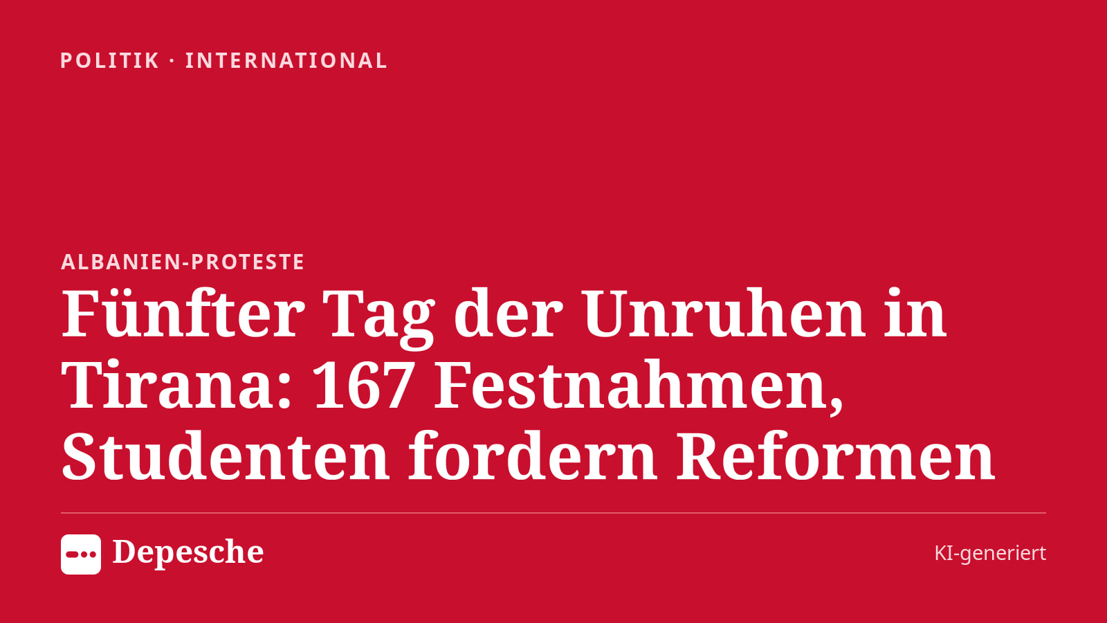 Politik: Fünfter Tag der Unruhen in Tirana: 167 Festnahmen, Studenten fordern Reformen