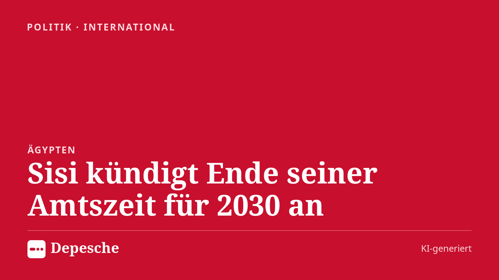 Politik: Sisi kündigt Ende seiner Amtszeit für 2030 an