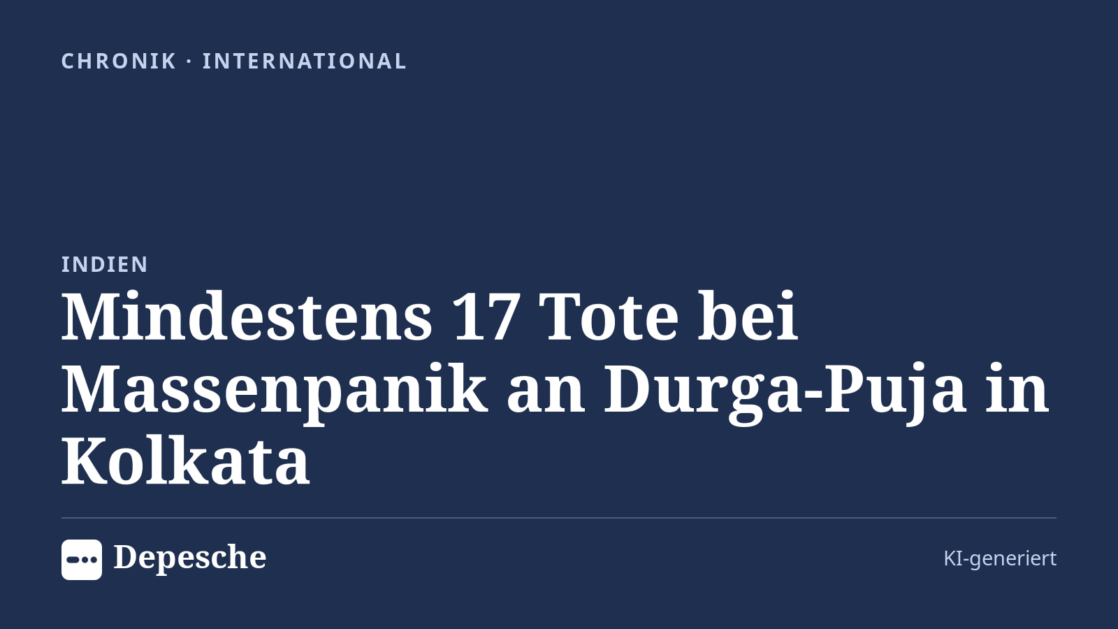 Chronik: Mindestens 17 Tote bei Massenpanik an Durga‑Puja in Kolkata