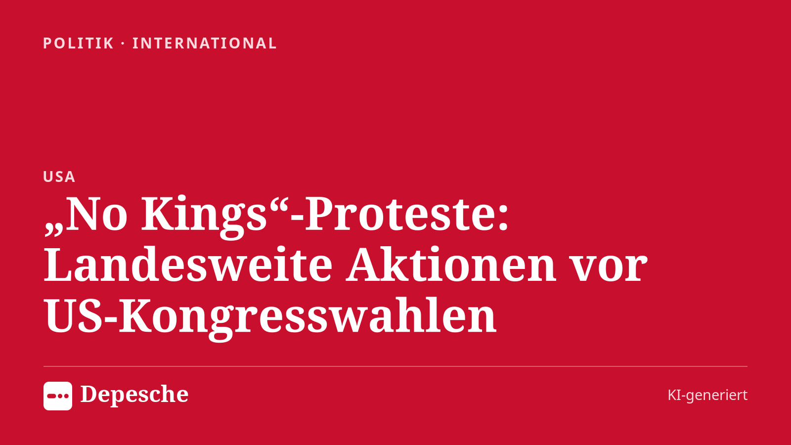 Politik: „No Kings“-Proteste: Landesweite Aktionen vor US‑Kongresswahlen