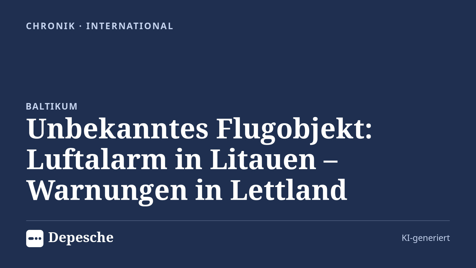 Chronik: Unbekanntes Flugobjekt: Luftalarm in Litauen – Warnungen in Lettland