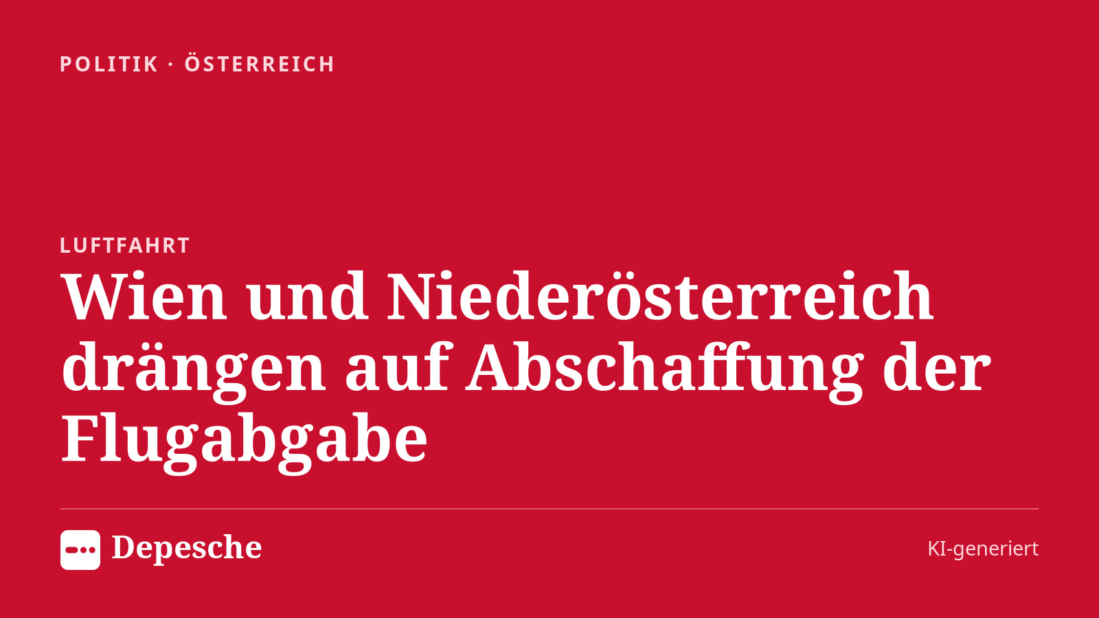 Politik: Wien und Niederösterreich drängen auf Abschaffung der Flugabgabe