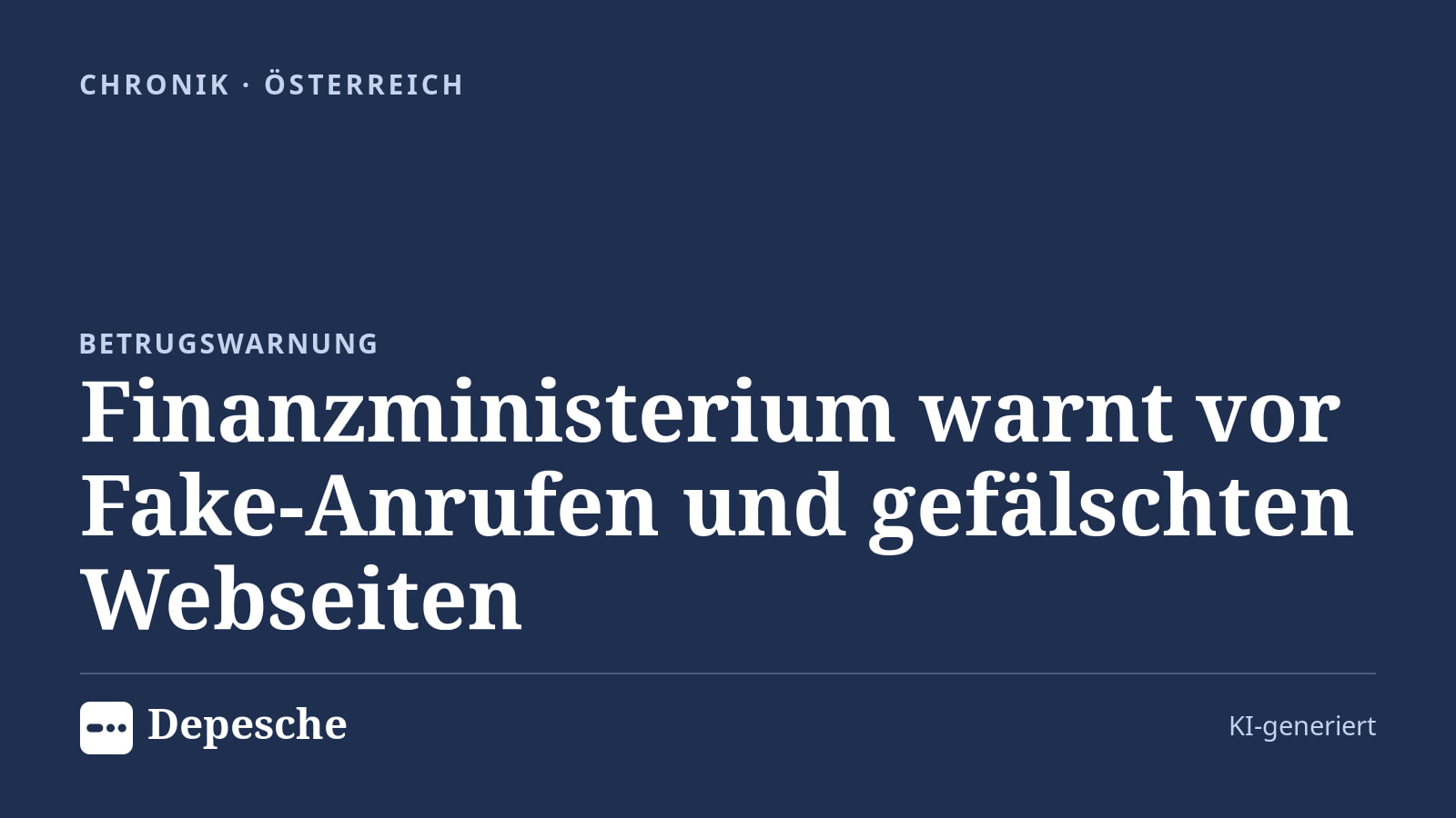 Chronik: Finanzministerium warnt vor Fake-Anrufen und gefälschten Webseiten