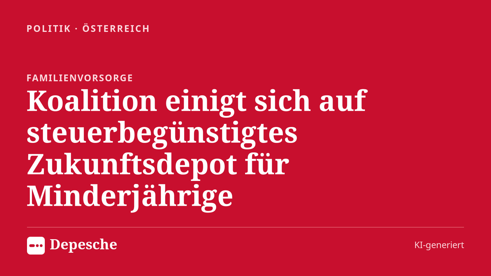 Politik: Koalition einigt sich auf steuerbegünstigtes Zukunftsdepot für Minderjährige