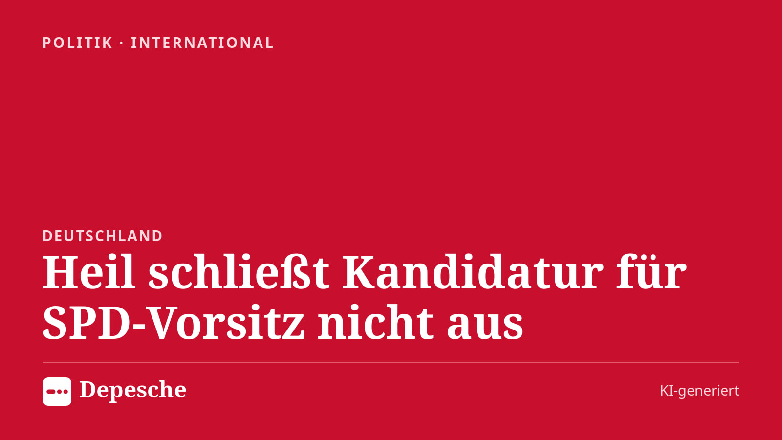 Politik: Heil schließt Kandidatur für SPD-Vorsitz nicht aus