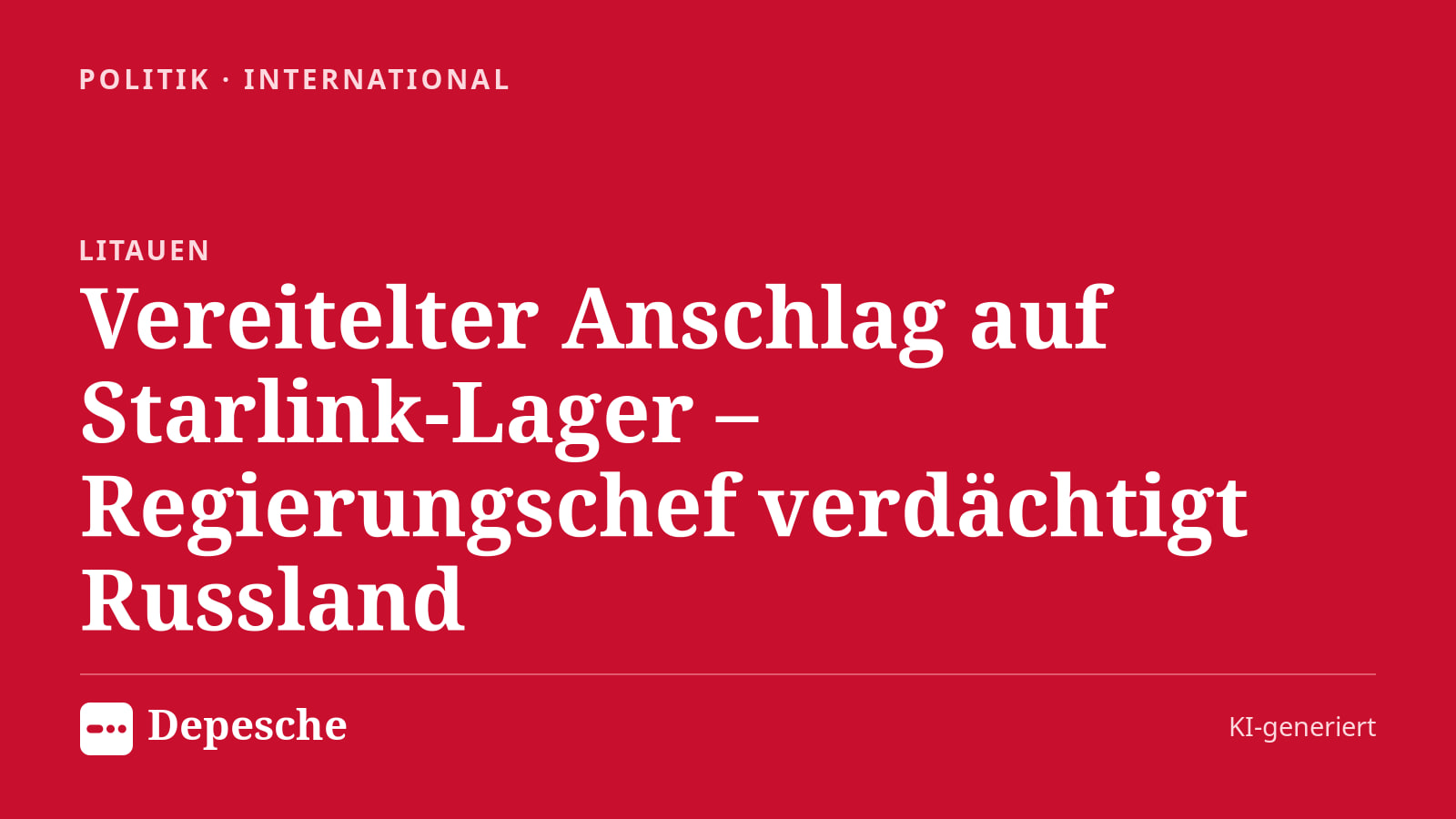 Politik: Vereitelter Anschlag auf Starlink-Lager – Regierungschef verdächtigt Russland