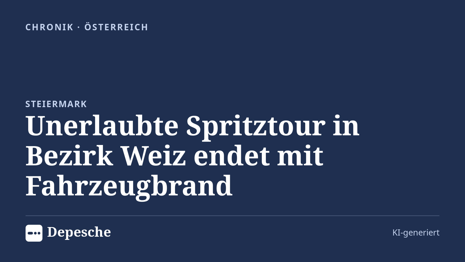 Chronik: Unerlaubte Spritztour in Bezirk Weiz endet mit Fahrzeugbrand