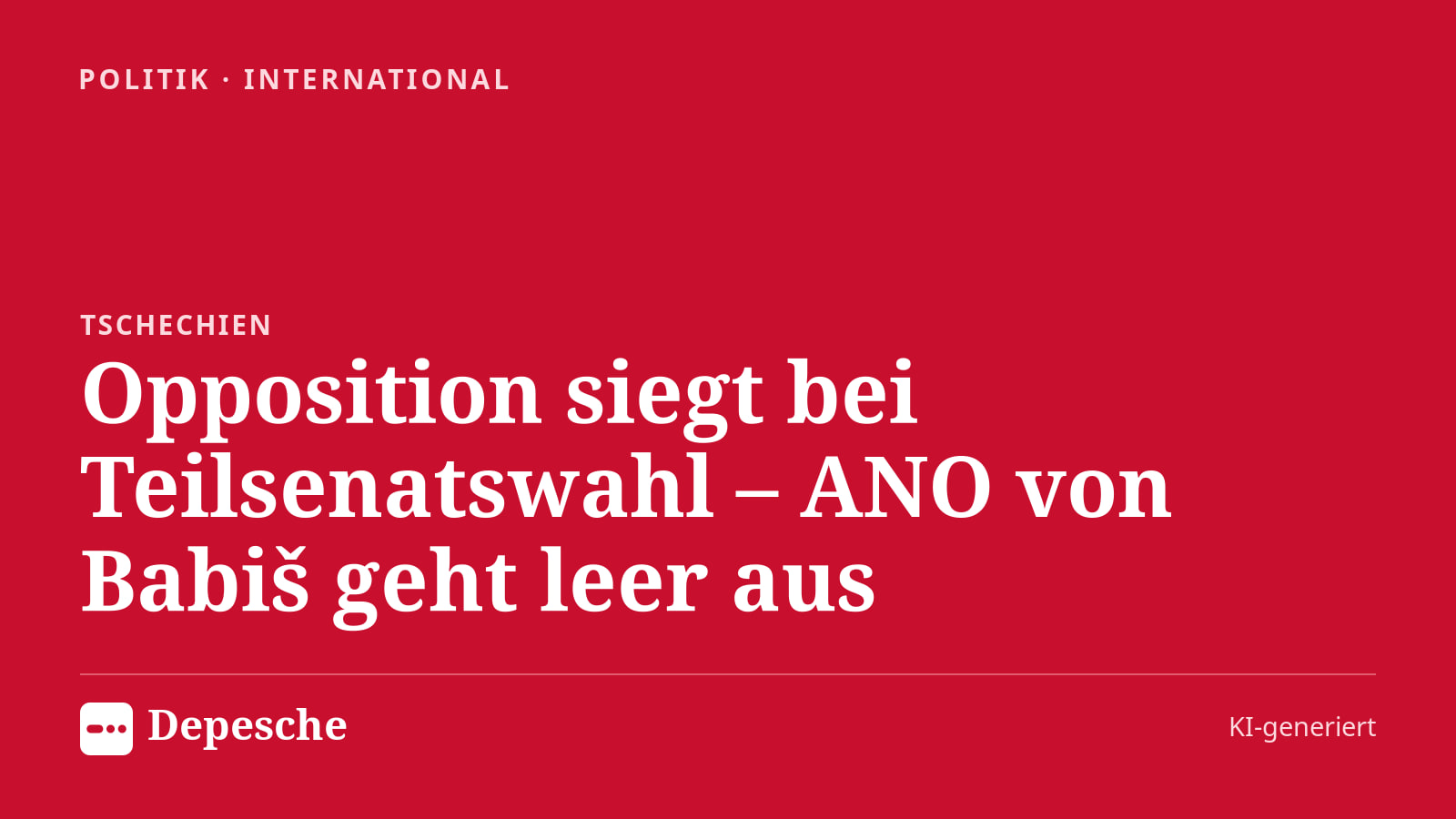 Politik: Opposition siegt bei Teilsenatswahl – ANO von Babiš geht leer aus