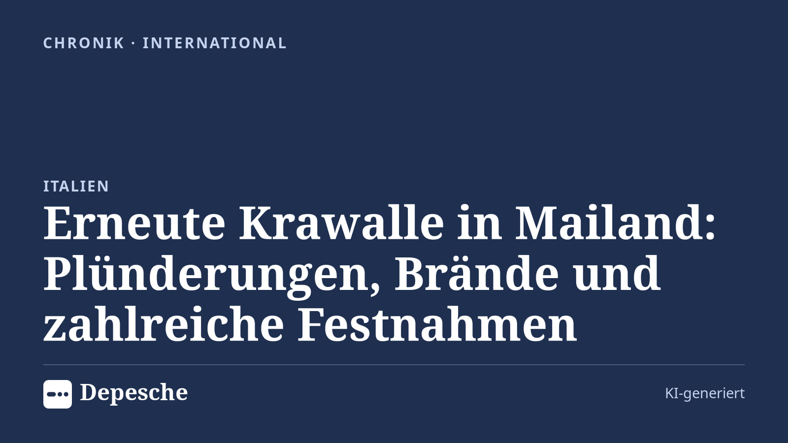 Chronik: Erneute Krawalle in Mailand: Plünderungen, Brände und zahlreiche Festnahmen
