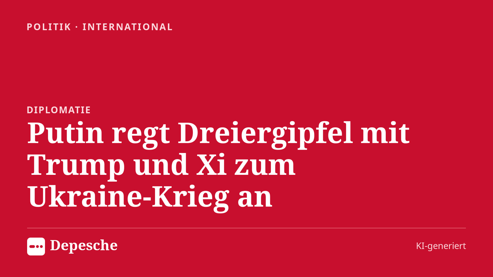 Politik: Putin regt Dreiergipfel mit Trump und Xi zum Ukraine‑Krieg an