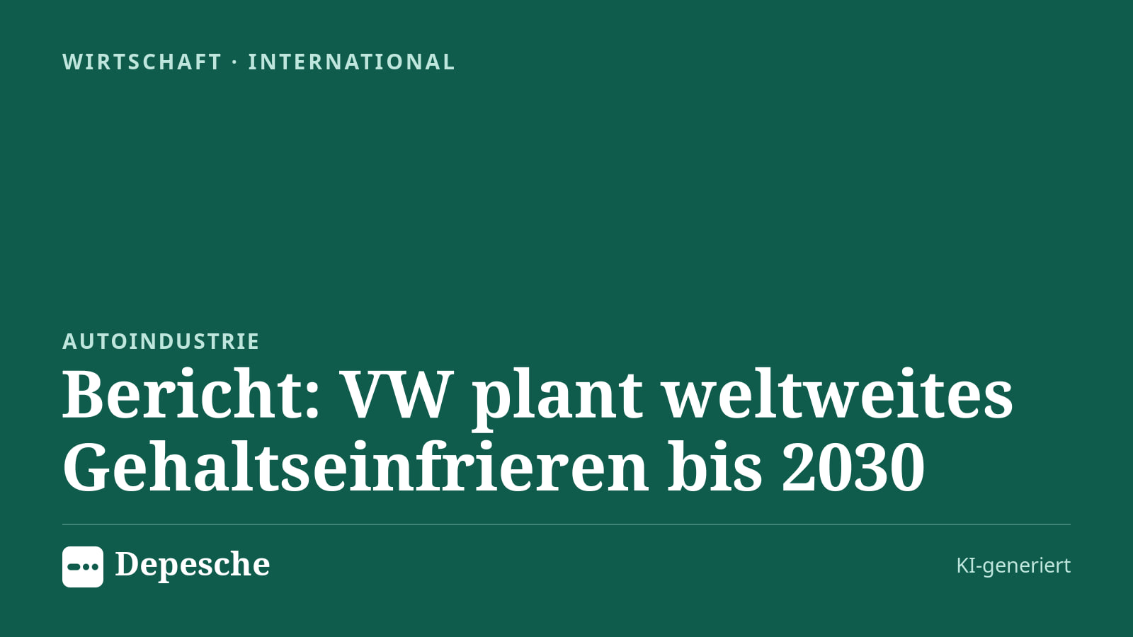 Wirtschaft: Bericht: VW plant weltweites Gehaltseinfrieren bis 2030