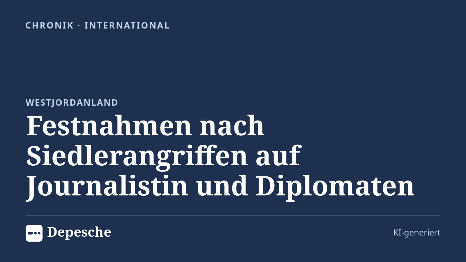Chronik: Festnahmen nach Siedlerangriffen auf Journalistin und Diplomaten