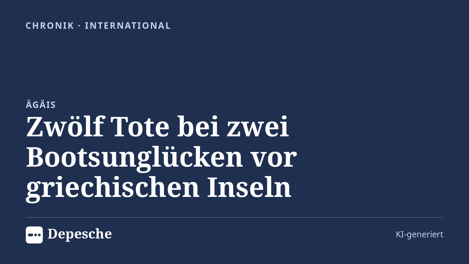 Chronik: Zwölf Tote bei zwei Bootsunglücken vor griechischen Inseln