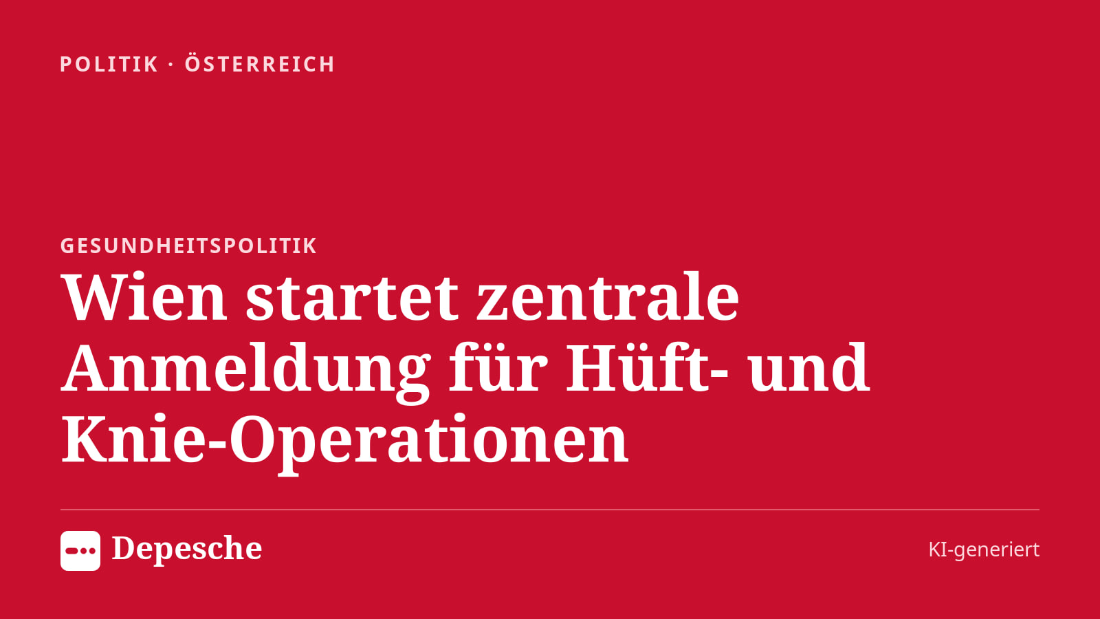 Politik: Wien startet zentrale Anmeldung für Hüft- und Knie-Operationen