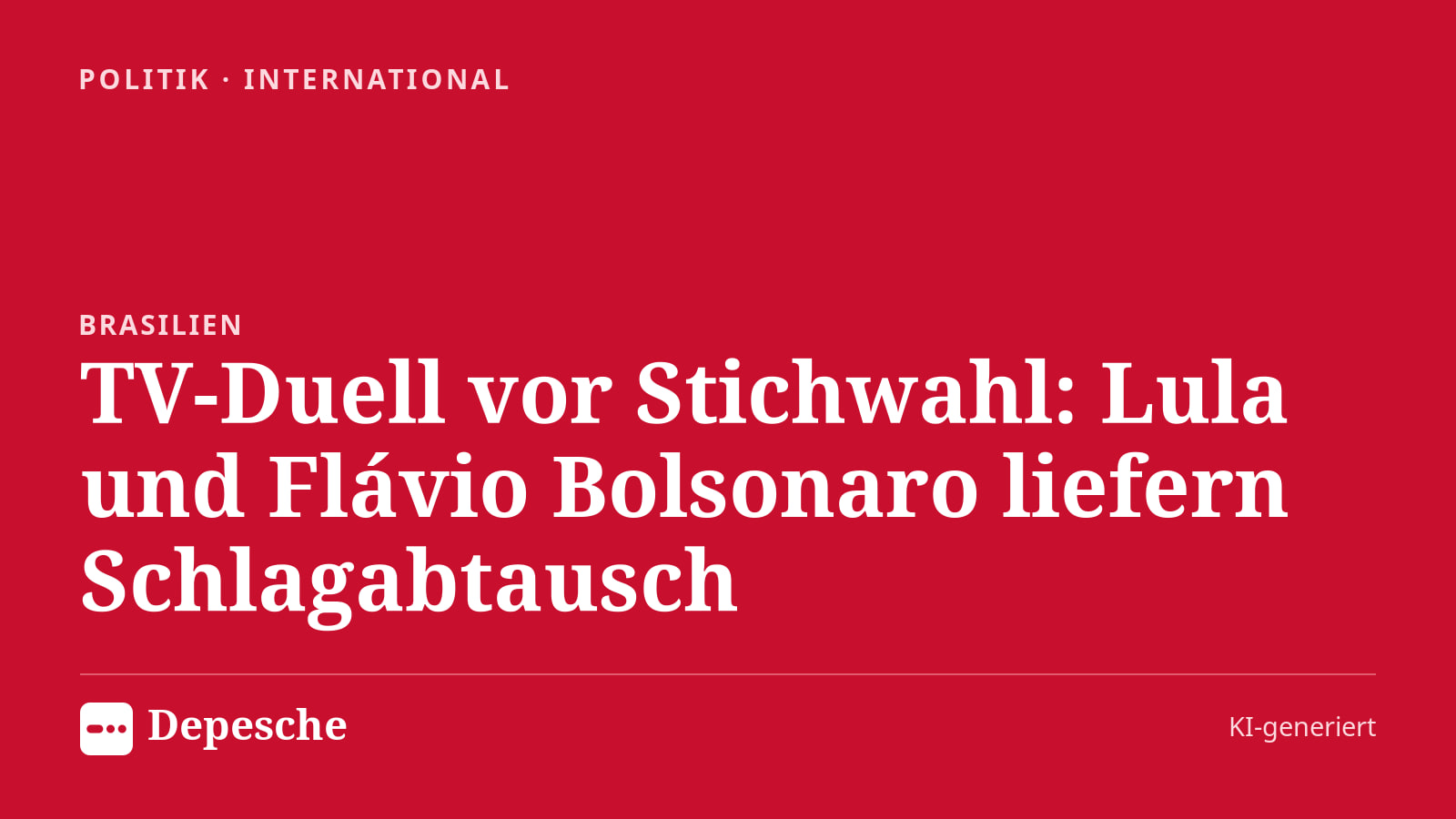 Politik: TV-Duell vor Stichwahl: Lula und Flávio Bolsonaro liefern Schlagabtausch