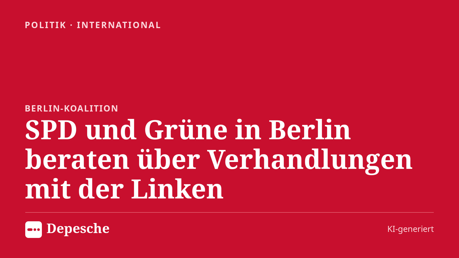 Politik: SPD und Grüne in Berlin beraten über Verhandlungen mit der Linken