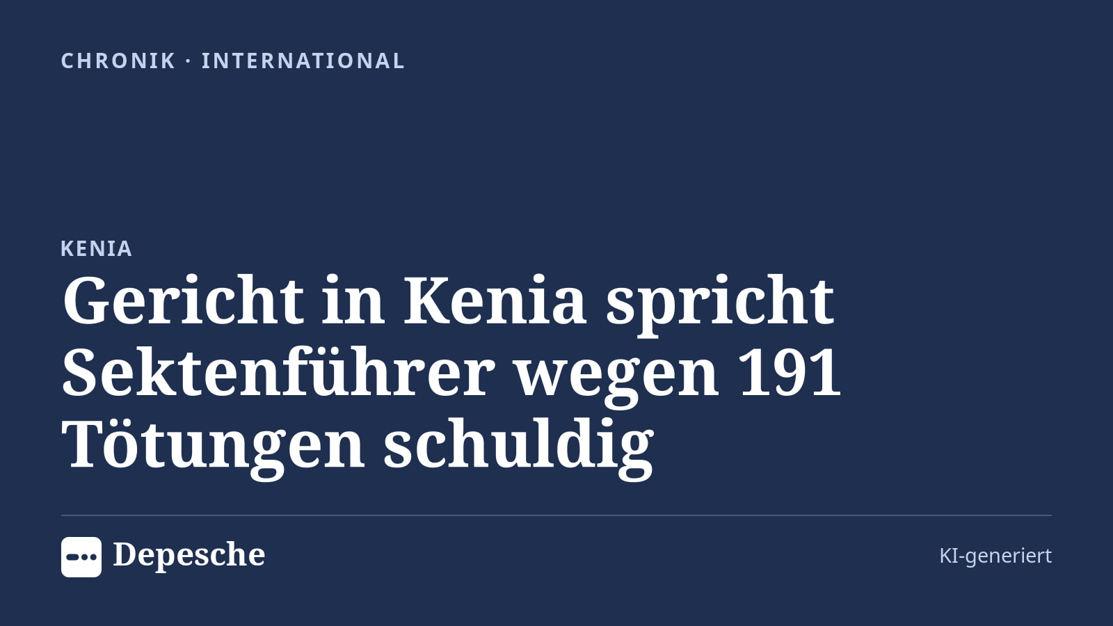 Chronik: Gericht in Kenia spricht Sektenführer wegen 191 Tötungen schuldig