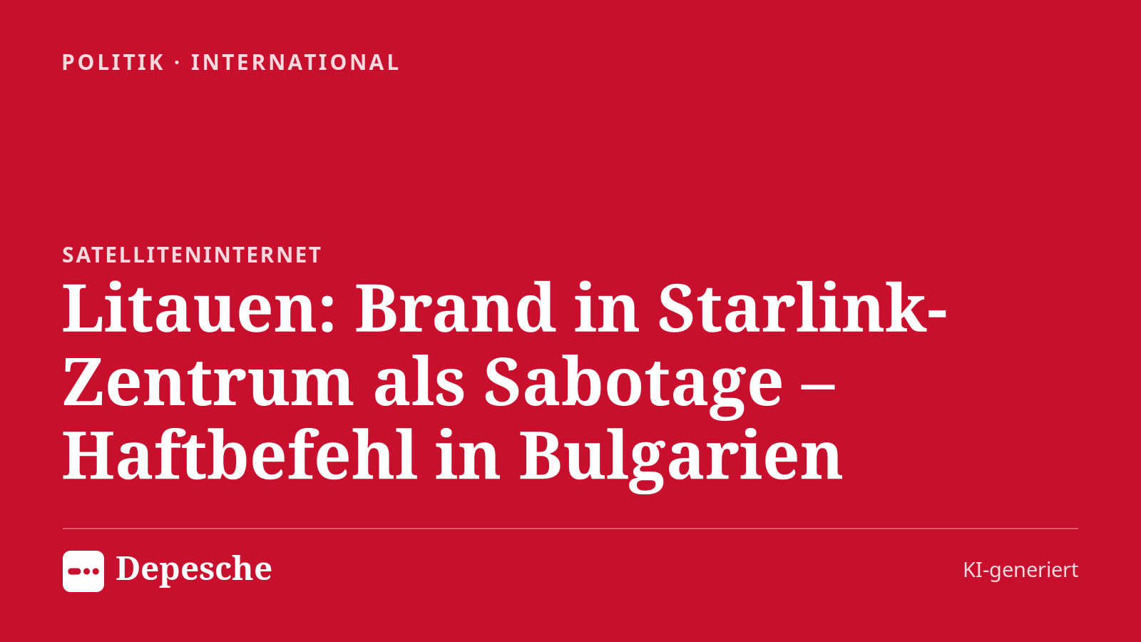 Politik: Litauen: Brand in Starlink-Zentrum als Sabotage – Haftbefehl in Bulgarien