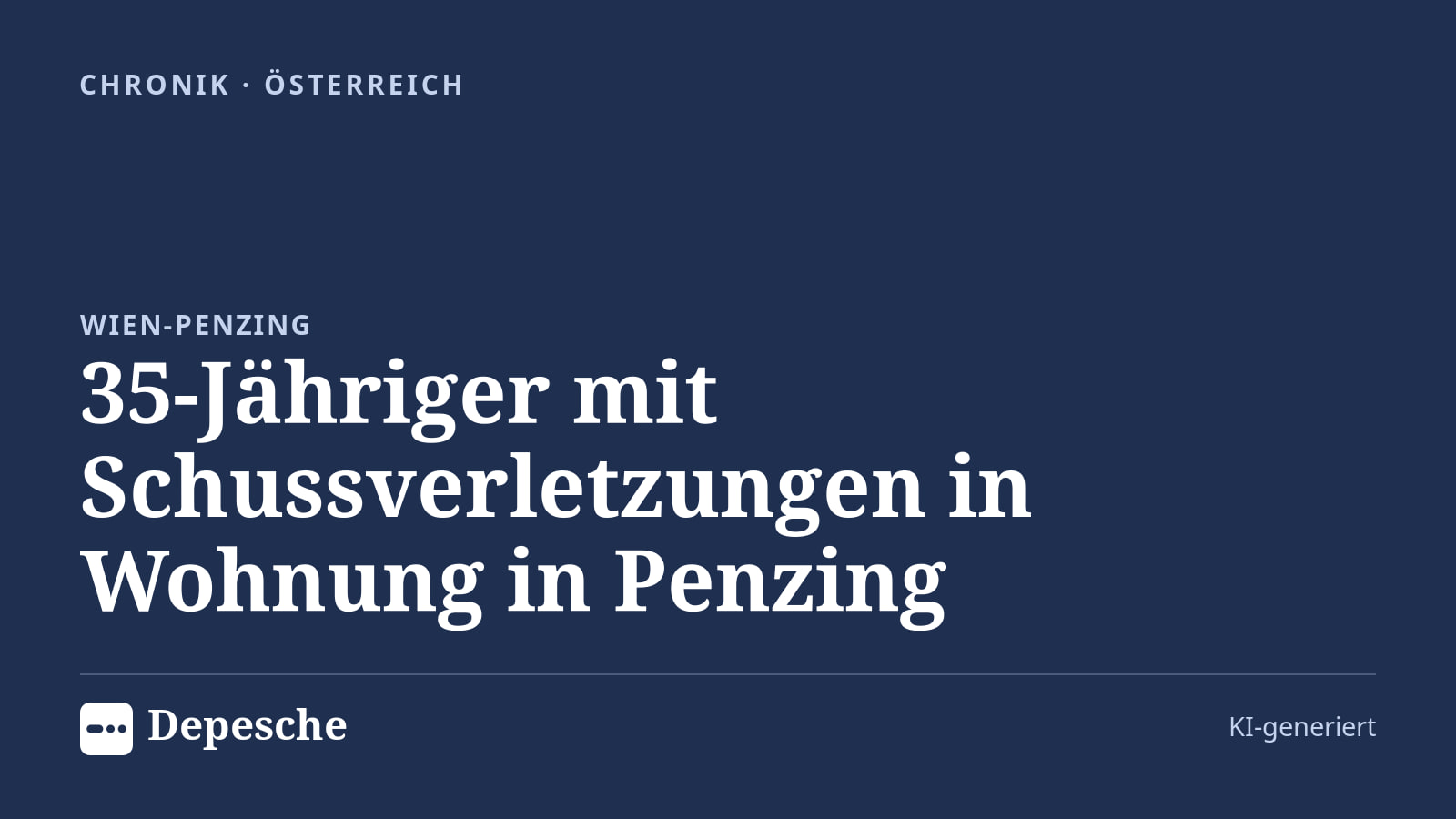 Chronik: 35-Jähriger mit Schussverletzungen in Wohnung in Penzing