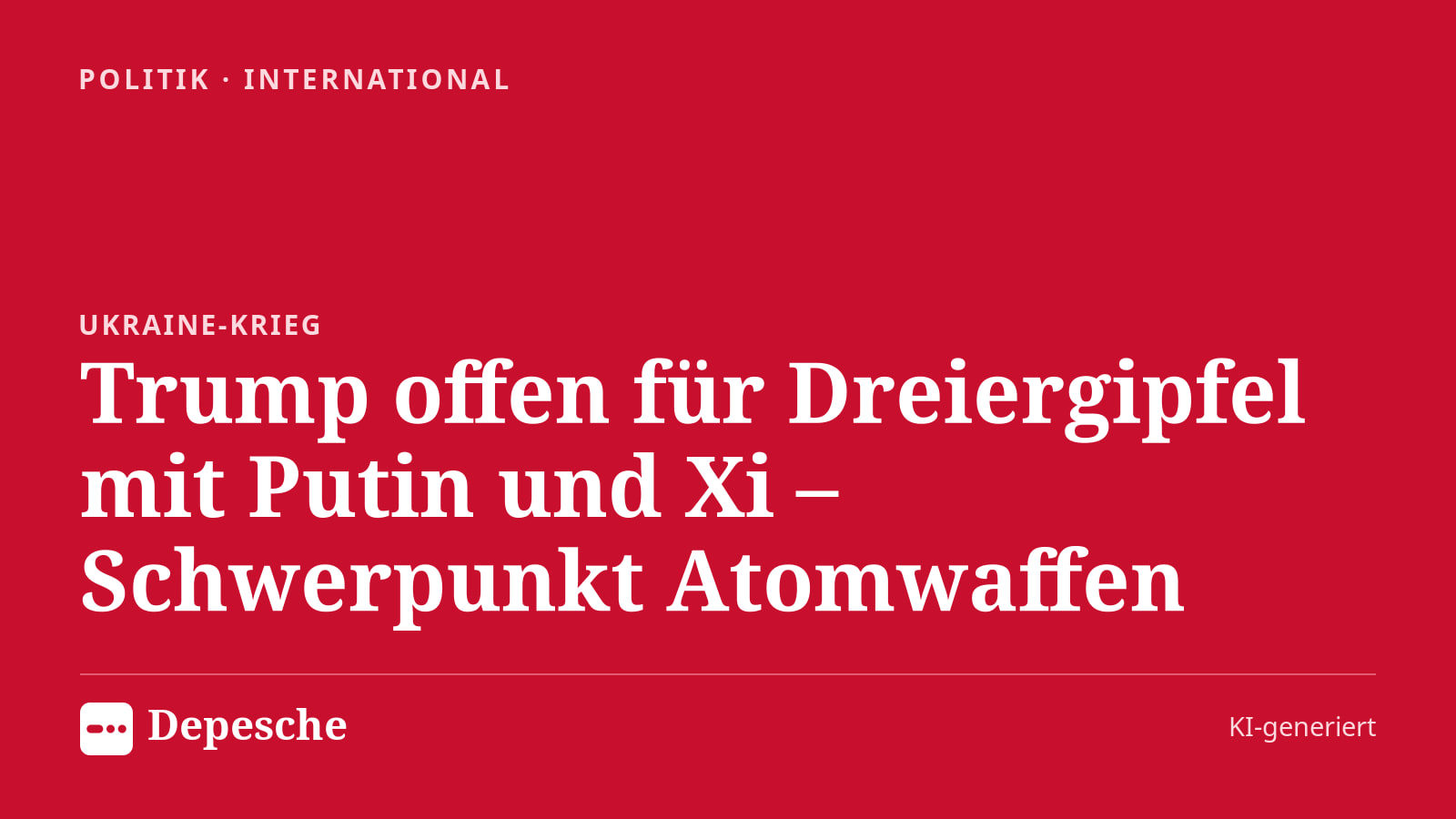 Politik: Trump offen für Dreiergipfel mit Putin und Xi – Schwerpunkt Atomwaffen