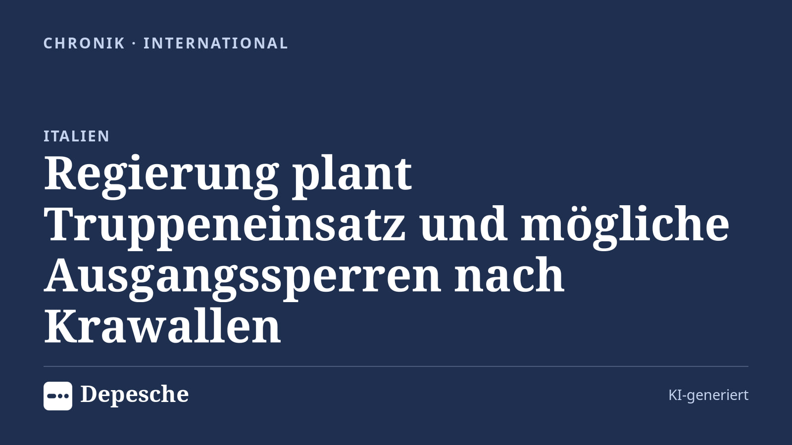Chronik: Regierung plant Truppeneinsatz und mögliche Ausgangssperren nach Krawallen
