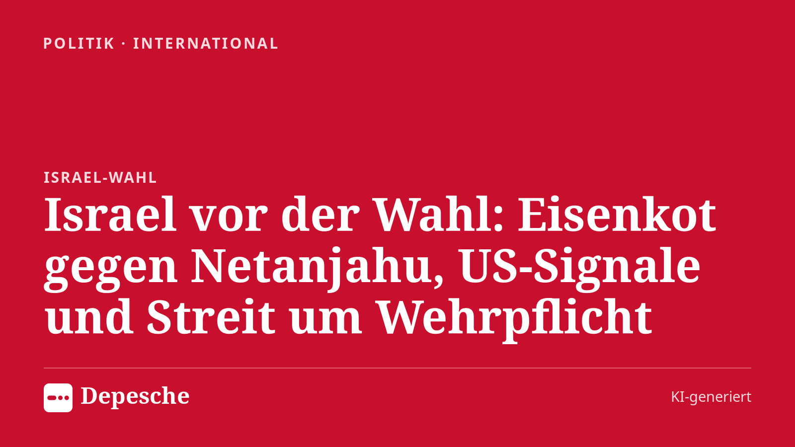 Politik: Israel vor der Wahl: Eisenkot gegen Netanjahu, US‑Signale und Streit um Wehrpflicht