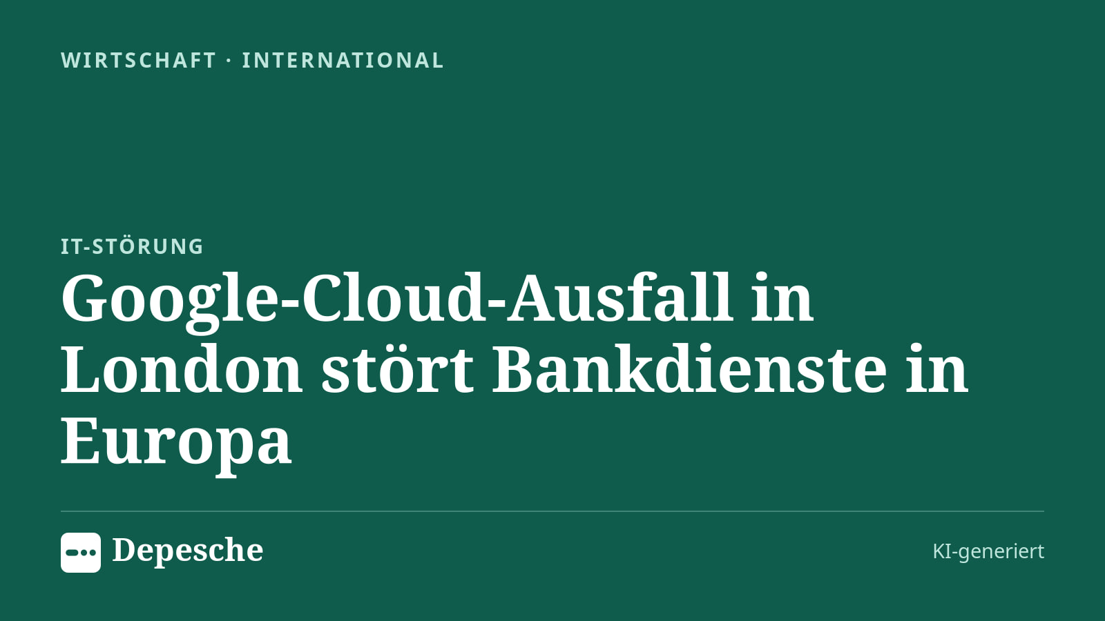 Wirtschaft: Google-Cloud-Ausfall in London stört Bankdienste in Europa
