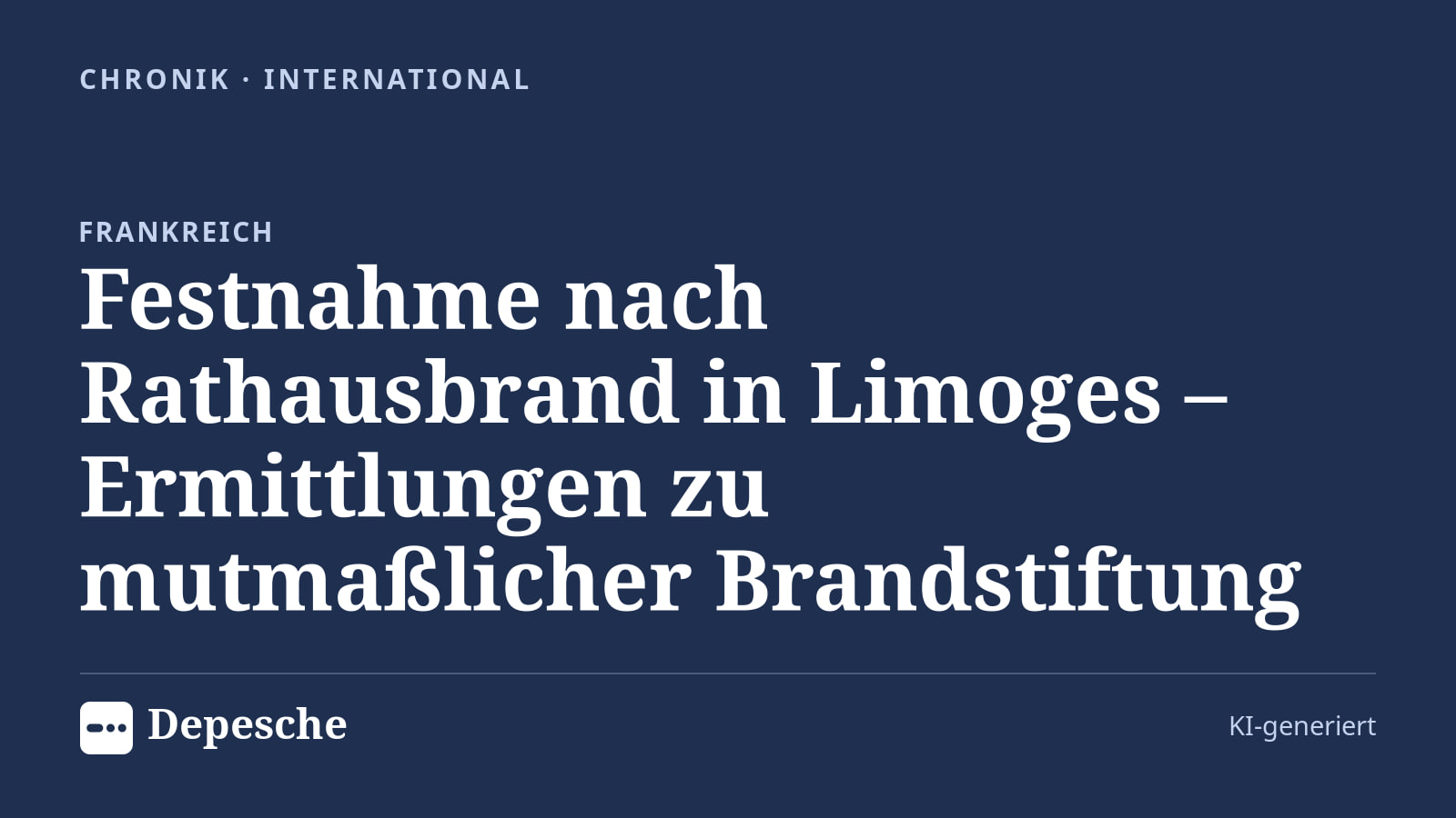 Chronik: Festnahme nach Rathausbrand in Limoges – Ermittlungen zu mutmaßlicher Brandstiftung