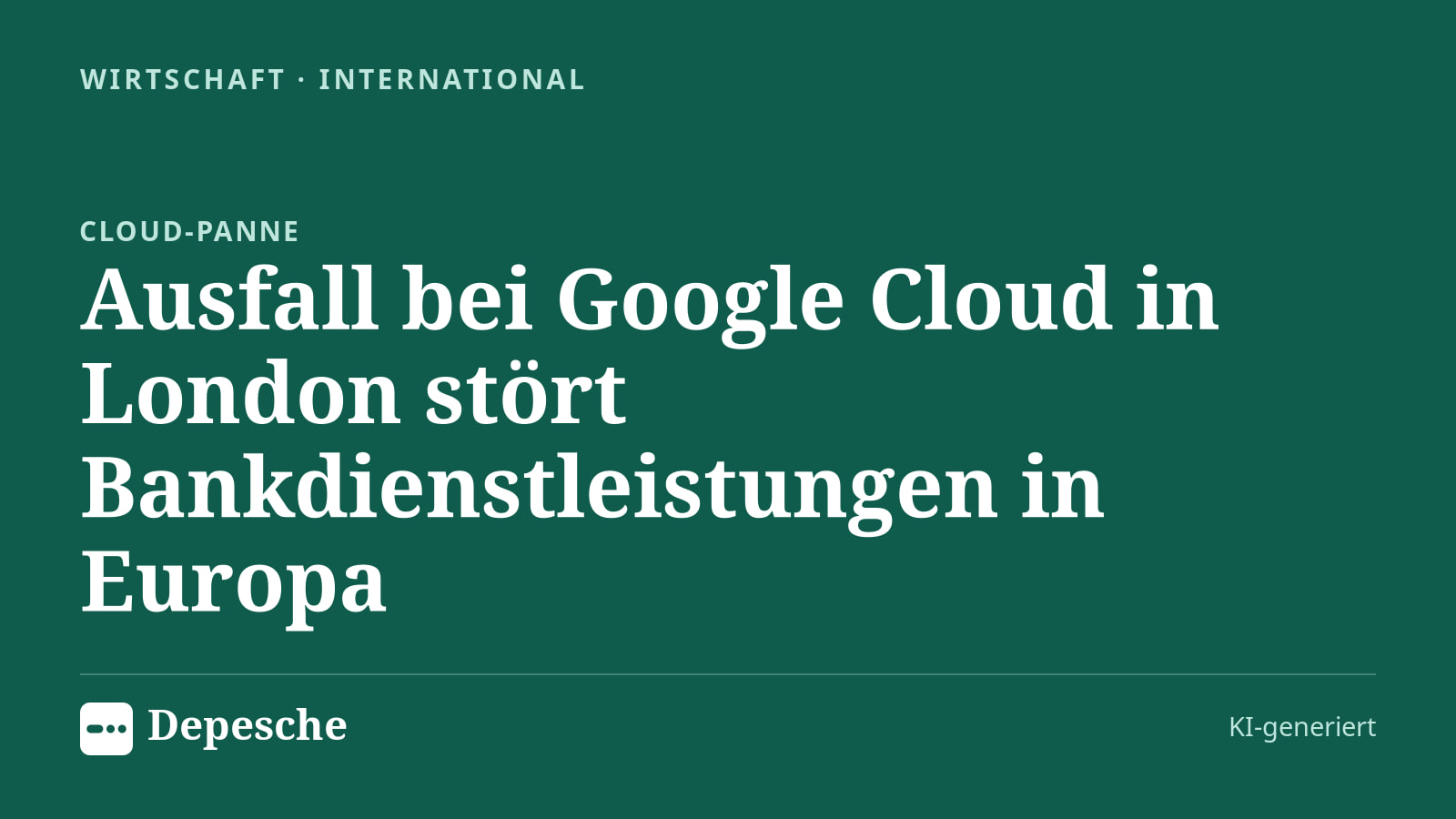 Wirtschaft: Ausfall bei Google Cloud in London stört Bankdienstleistungen in Europa