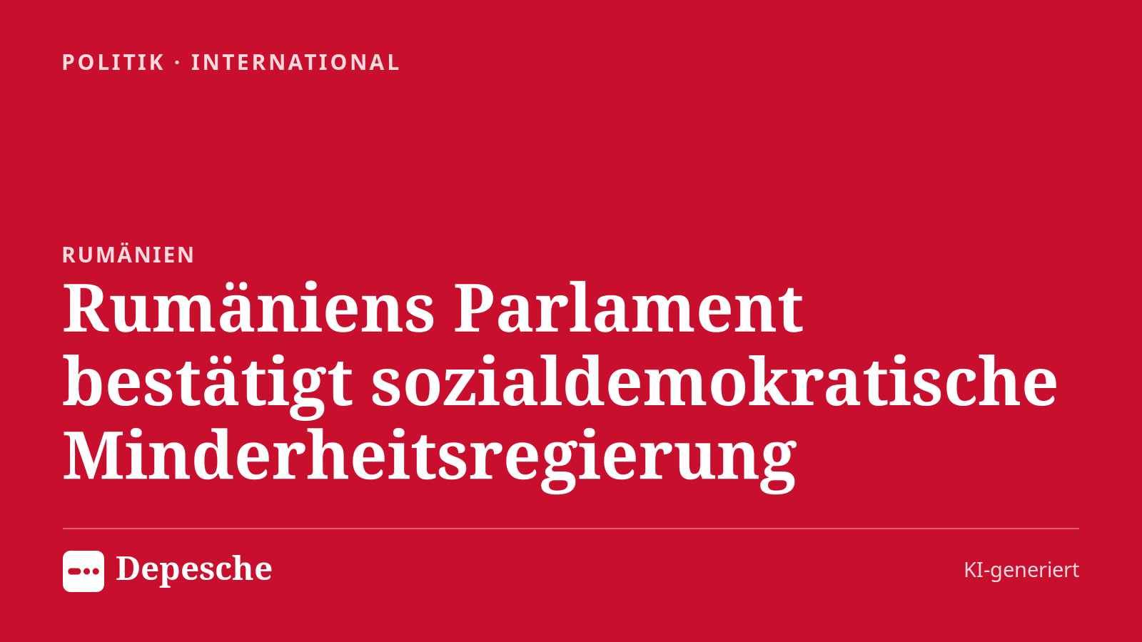 Politik: Rumäniens Parlament bestätigt sozialdemokratische Minderheitsregierung