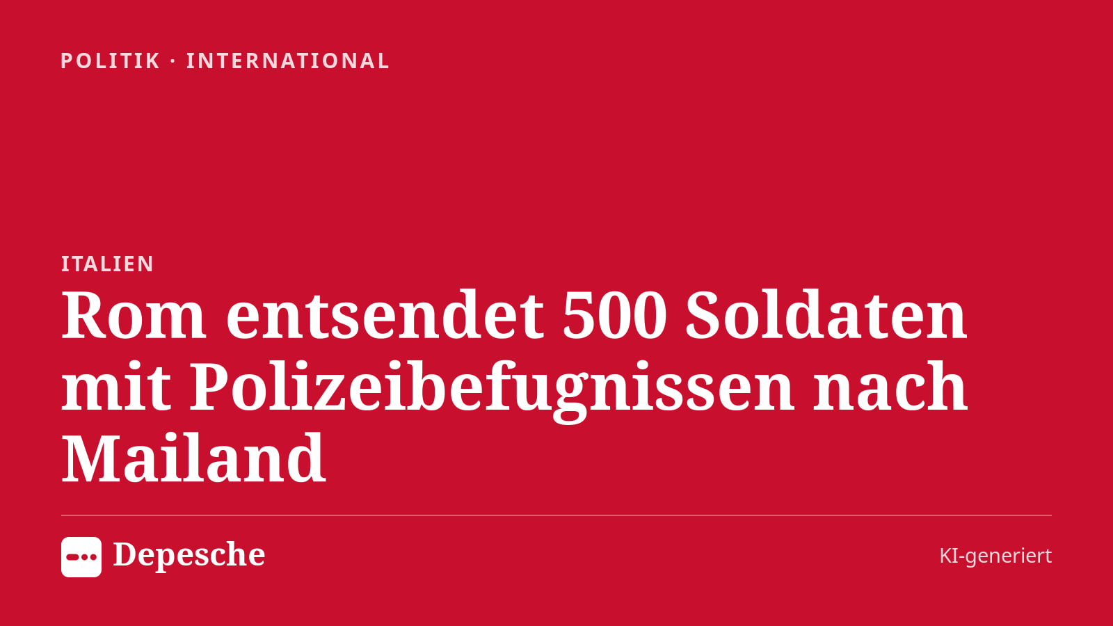 Politik: Rom entsendet 500 Soldaten mit Polizeibefugnissen nach Mailand