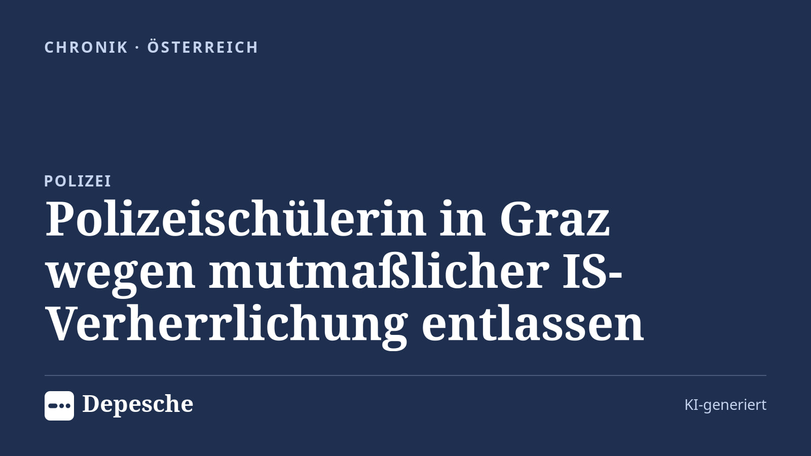 Chronik: Polizeischülerin in Graz wegen mutmaßlicher IS-Verherrlichung entlassen